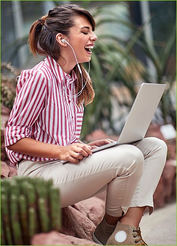 Vibrant Woman Video Chatting